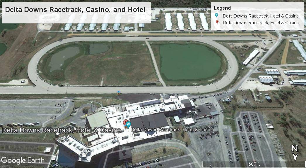 Amwager Race Track Delta Downs Racetrack Casino And Hotel AmWager   Google Earth Pro Delta Downs Racetrack Casino And Hotel Location Map 